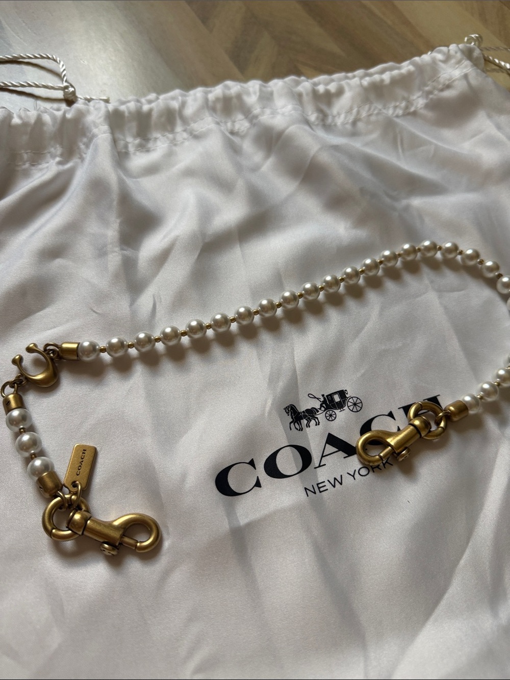 Coach Ivory Pearl Necklace with Gold-Tone Hardware